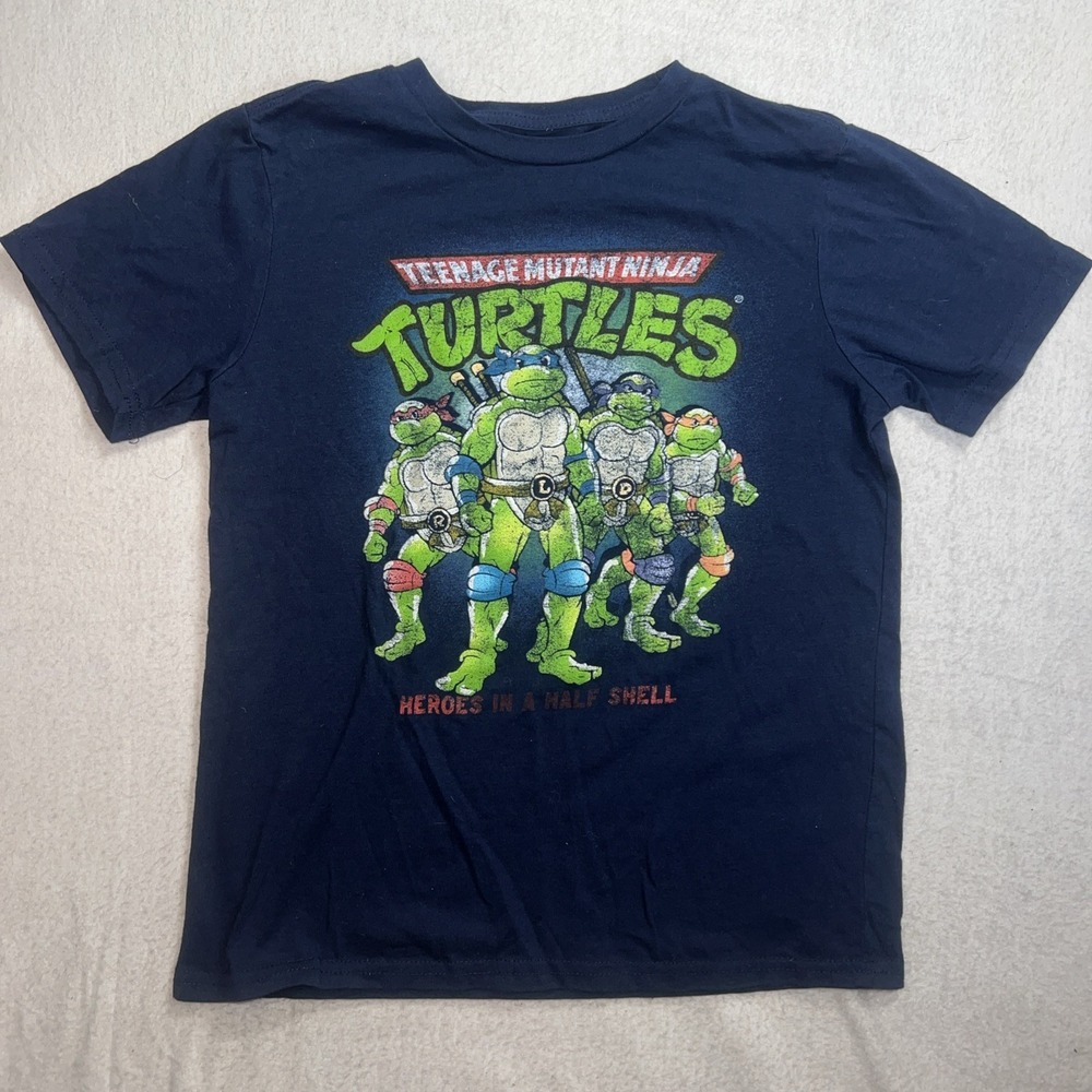 Nickelodeon TMNT Graphic Tee Kid's L Heroes Half Shell Turtles Shirt Vintage Sty